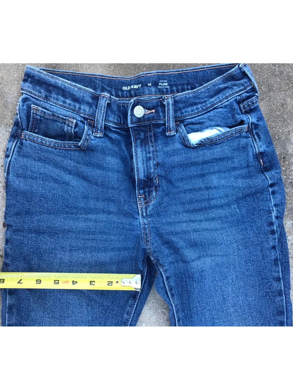 Juniors OLD NAVY Hi Rise Retro Flare Jeans 14 Blue Denim Lite Thigh Fade 26